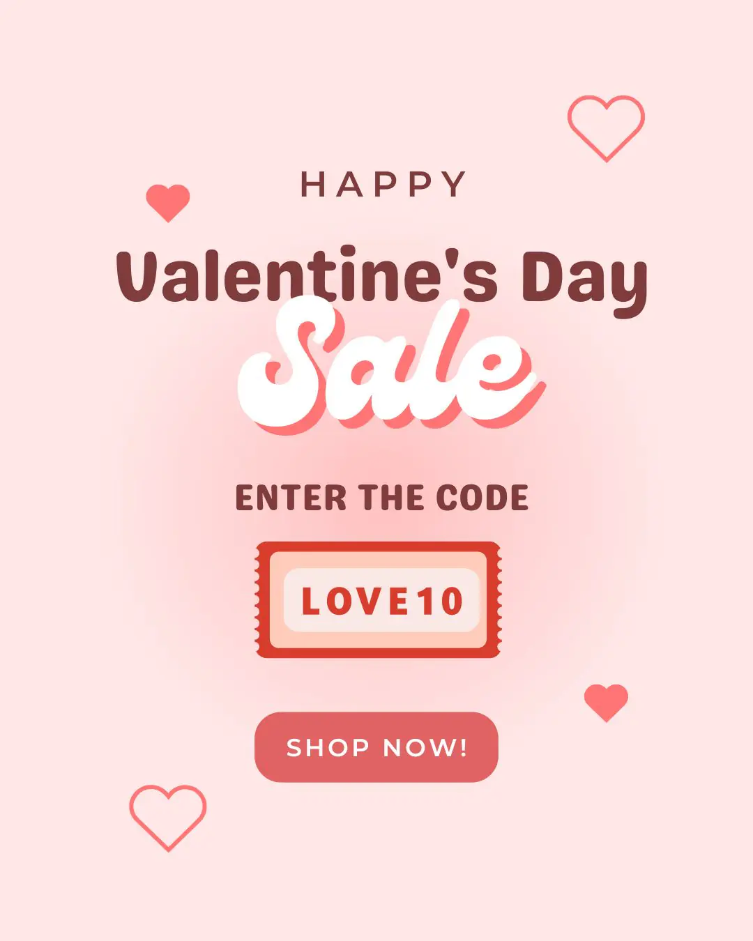 Pink Modern Promo Happy Valentine's Day Sale Instagram Post